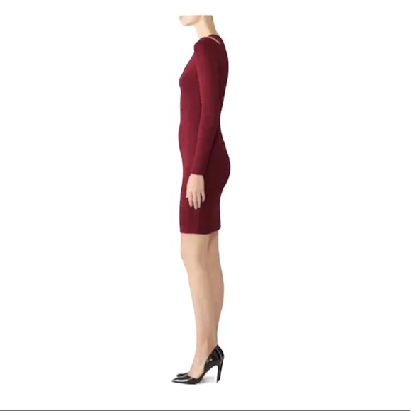 John + Jenn Burgundy Veronica V Neckline Long Sleeve Cutout Body Mini L … - Picture 6 of 14